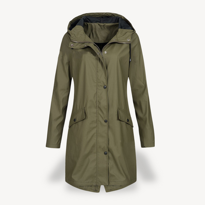 Damen Regenmantel Wasserdicht Elegant