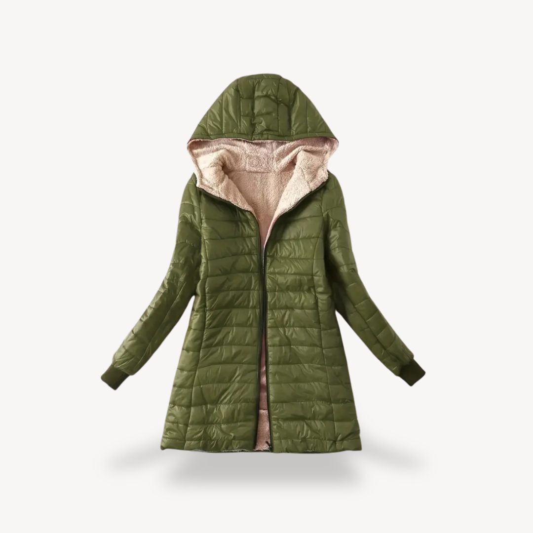 Damen Wintermantel Kapuzen-Puffer mit Sherpa-Füttung