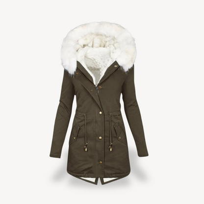 Damen Kunstpelz Parka Mantel Winterjacke