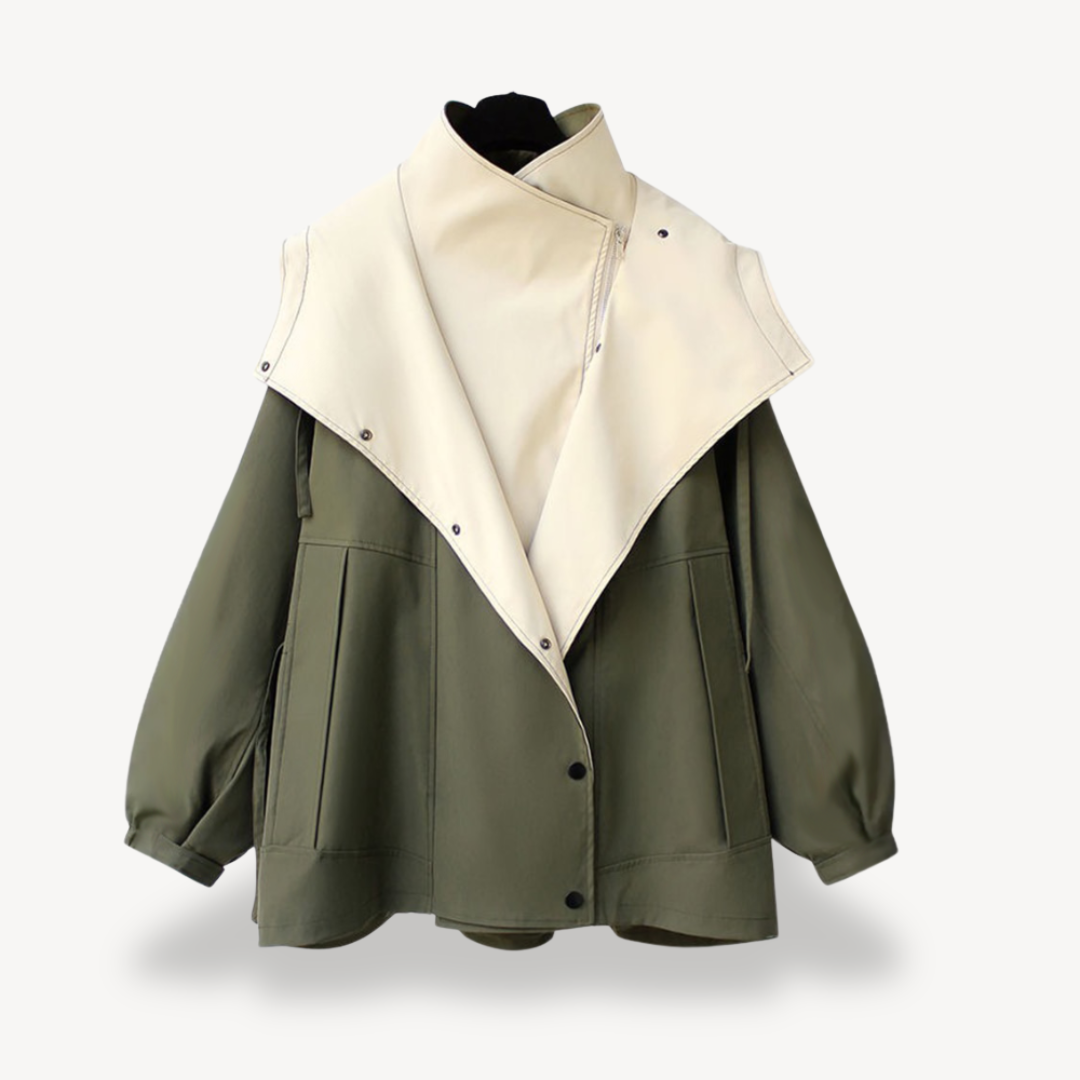 Moderne Damen Trenchcoat Colorblock Stil