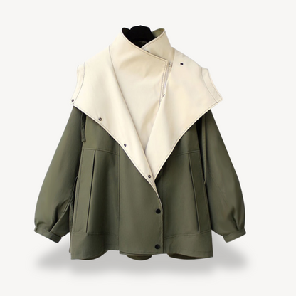 Moderne Damen Trenchcoat Colorblock Stil