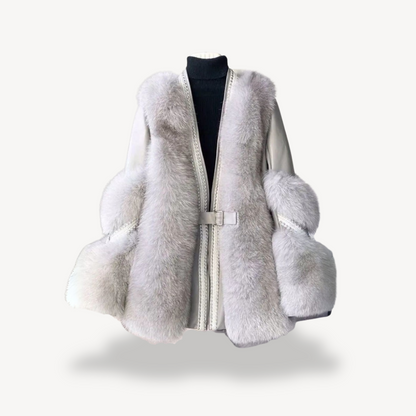 Kunstpelz Mantel Damen Lang Elegant