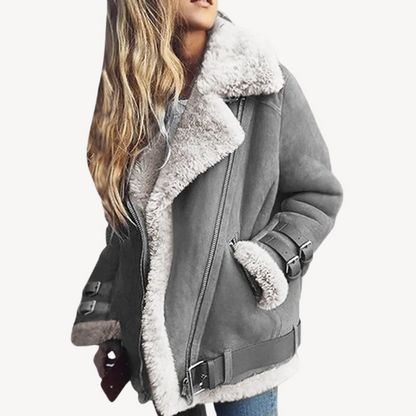 Lederjacke Damen Warm Gefüttert Bikerstil