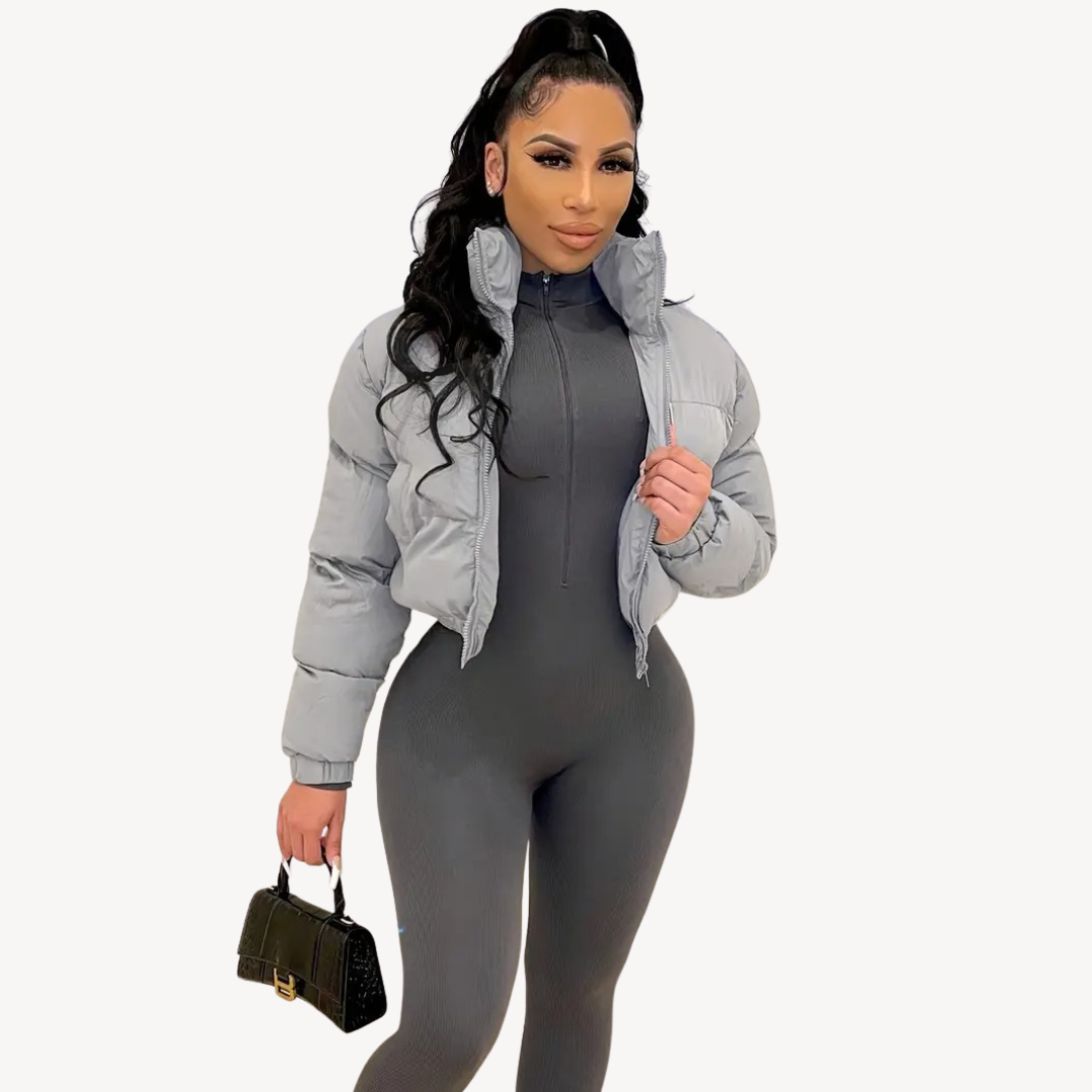 Damen Kurz Parka Steppjacke Zip
