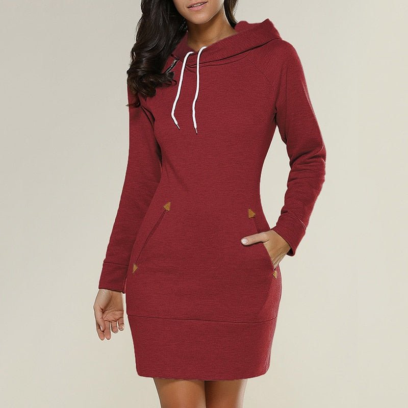 Längeres Kapuzenkleid Lässig Chic