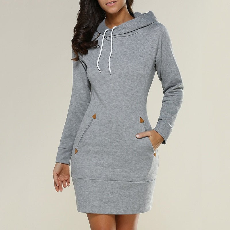 Längeres Kapuzenkleid Lässig Chic