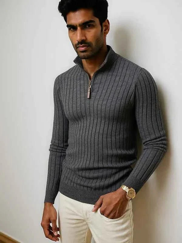 Herren Strickpullover Mit Halbzipp