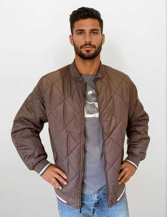 Herren Steppjacke Rauten Muster Bomber - IdealeKleiden