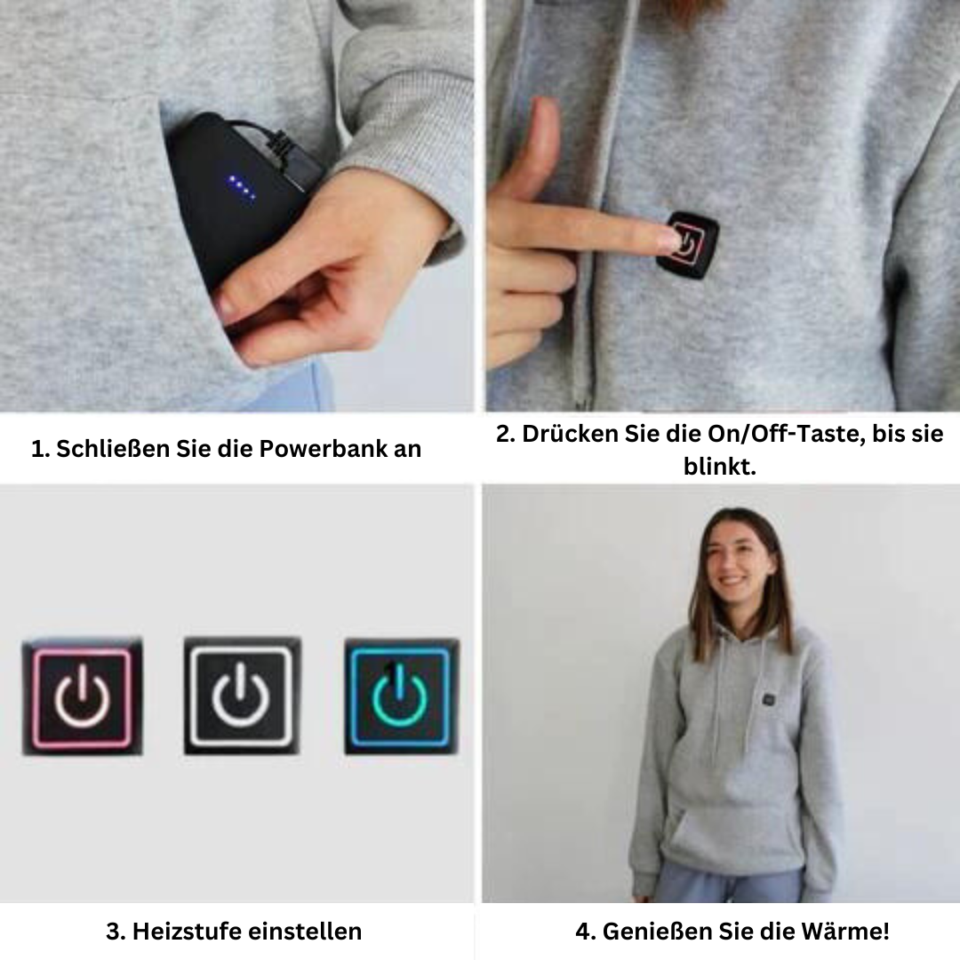 Beheizte Unisex Hoodie Warm Isoliert - IdealeKleiden