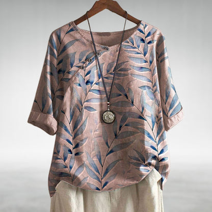 Bluse Damen Elegant Blumenmuster Knöpfe