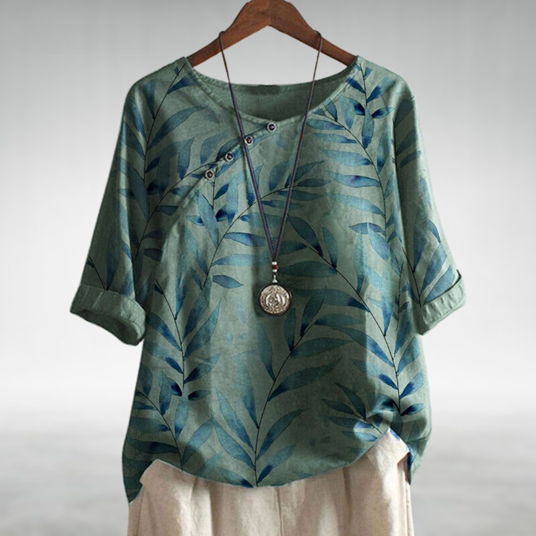Bluse Damen Elegant Blumenmuster Knöpfe