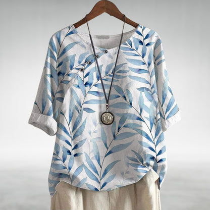 Bluse Damen Elegant Blumenmuster Knöpfe