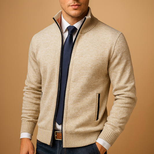 Herren Pullover Reißverschluss V-Ausschnitt - IdealeKleiden