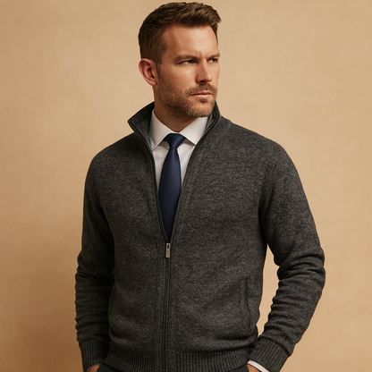 Herren Pullover Reißverschluss V-Ausschnitt