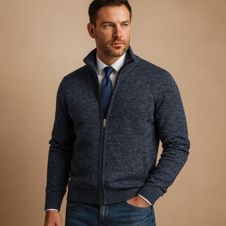 Herren Pullover Reißverschluss V-Ausschnitt