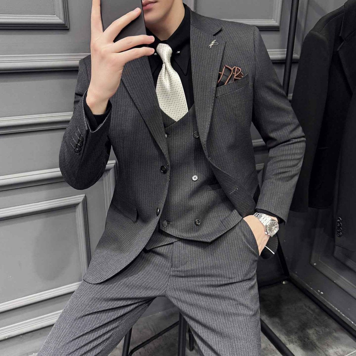 Herren Business Anzug Streifen