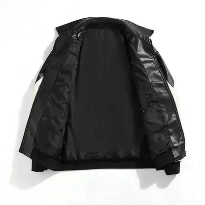 Trendige Herren Bomberjacke Kunstleder Style - IdealeKleiden