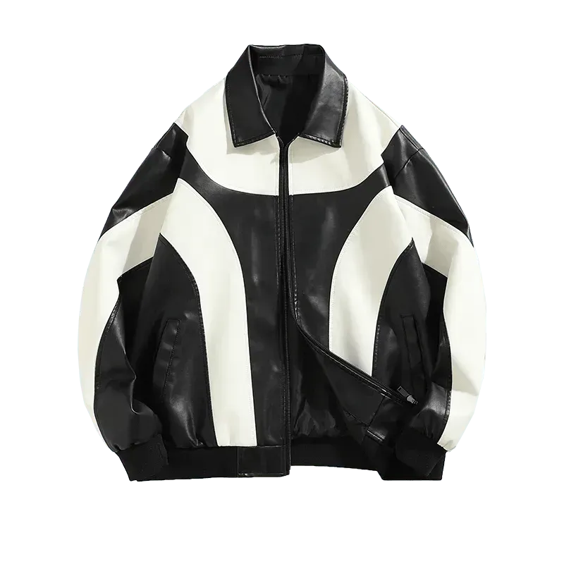 Trendige Herren Bomberjacke Kunstleder Style