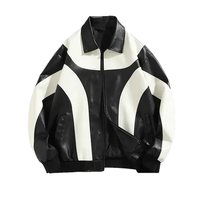Trendige Herren Bomberjacke Kunstleder Style