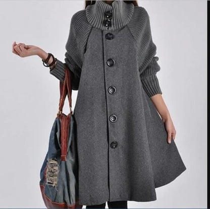 Patchwork Wintermantel Damen Langarm