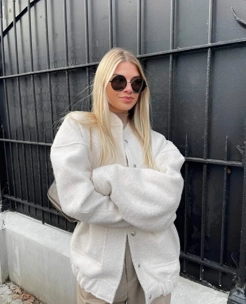 Übergröße Wolljacke Damen Warm