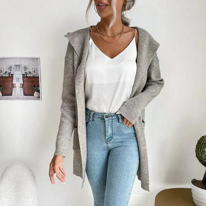 Elegante Damen Strickjacke Pullover mit Feinem Muster