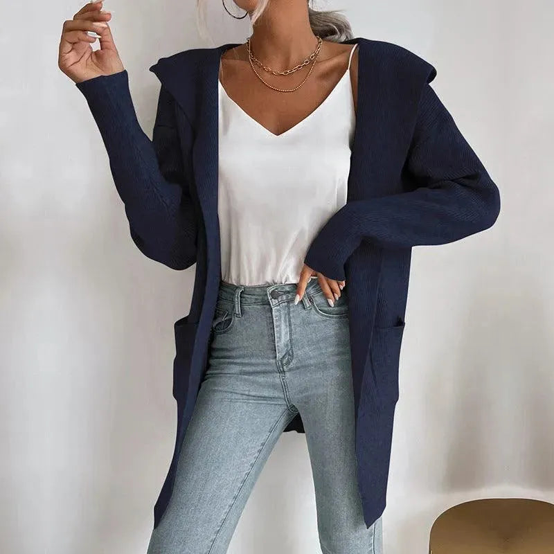 Elegante Damen Strickjacke Pullover mit Feinem Muster