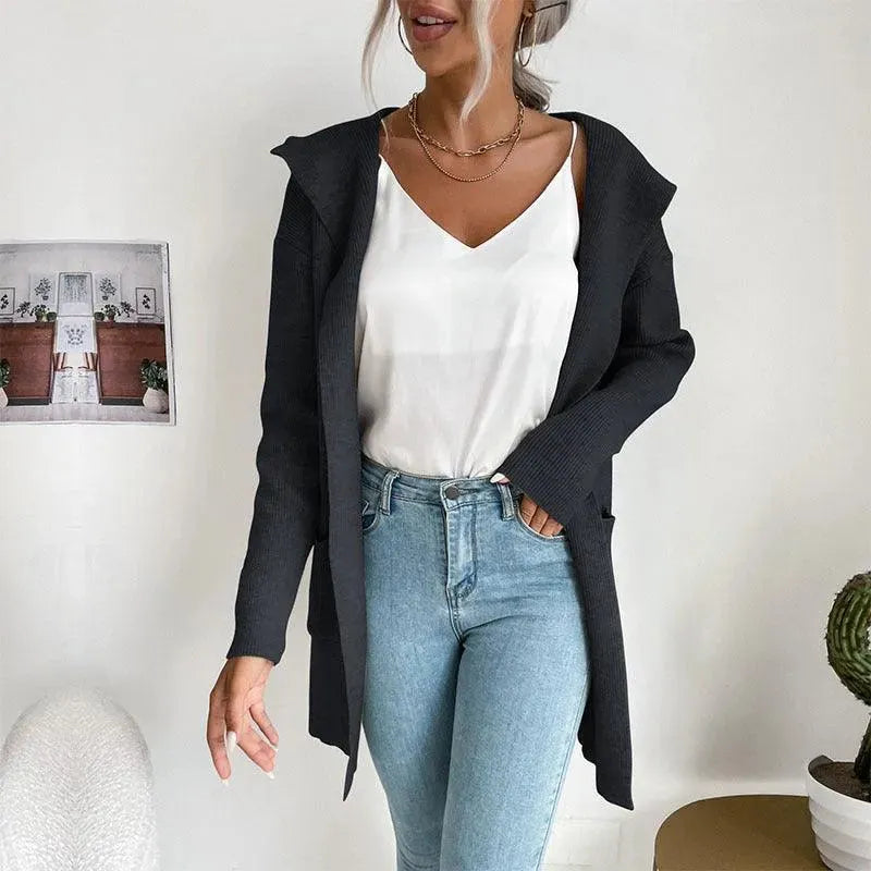 Elegante Damen Strickjacke Pullover mit Feinem Muster