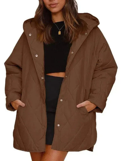 Kapuzensteppmantel Damen Warm Elegant - IdealeKleiden