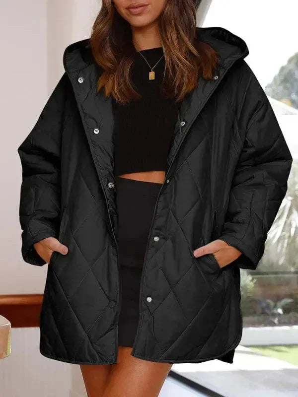 Kapuzensteppmantel Damen Warm Elegant