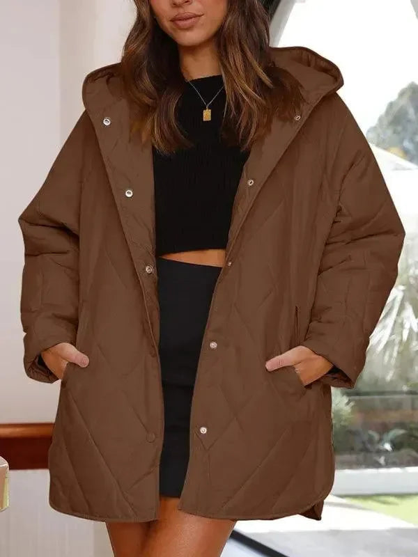 Kapuzensteppmantel Damen Warm Elegant