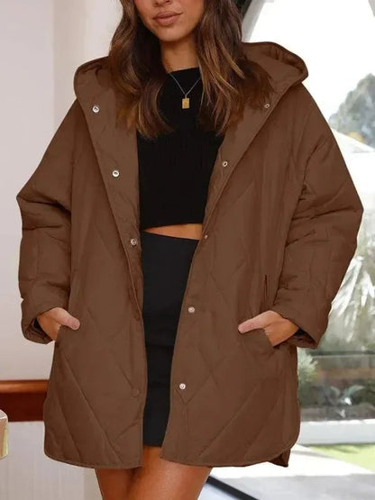 Kapuzensteppmantel Damen Warm Elegant
