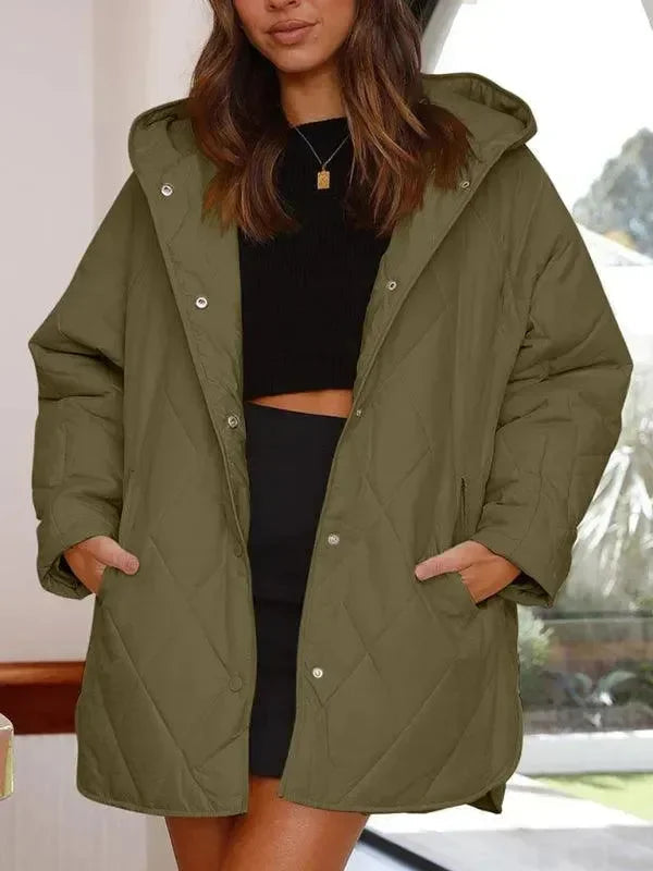 Kapuzensteppmantel Damen Warm Elegant
