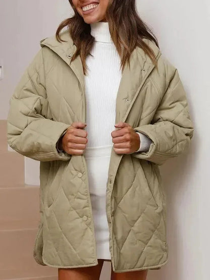 Kapuzensteppmantel Damen Warm Elegant