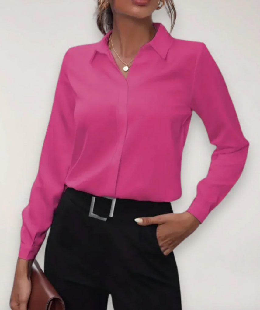 Damen Bluse Büro Modern Knopfdesign