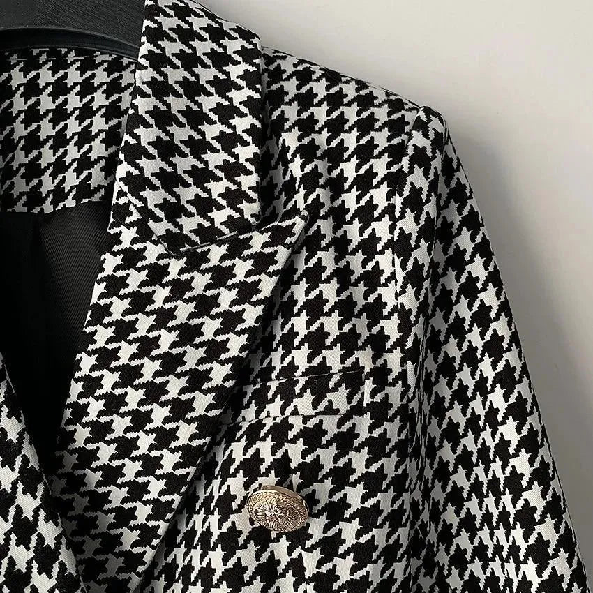 Stylischer Blazer Damen - Lässig - Karo - IdealeKleiden