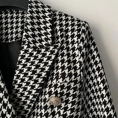 Stylischer Blazer Damen - Lässig - Karo - IdealeKleiden
