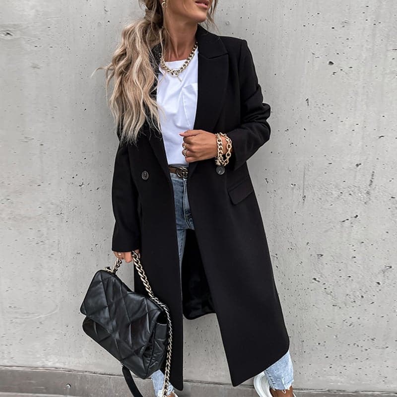 Langmantel Damen Tailliert Wollmix