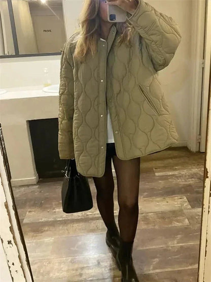 Leichte Steppjacke Isoliert Knopfverschluss Outdoor