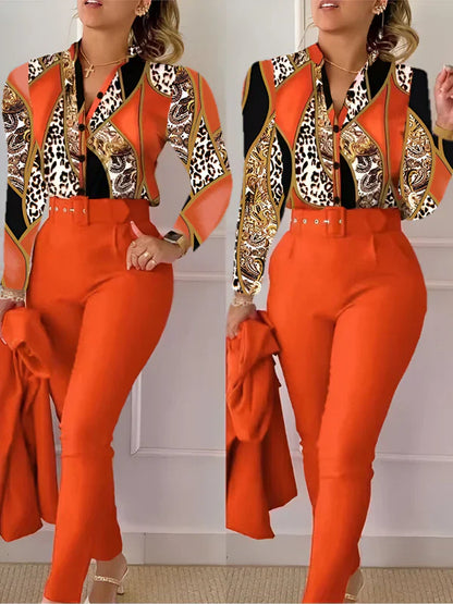 Weibliches Oberteil V-Ausschnitt mit High-Waist-Hose