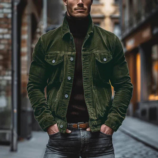 Herrenjacke Retro-Style Baumwolle Reißverschluss - IdealeKleiden