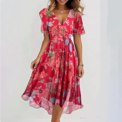 Sommerkleid Damen Blumenmuster Wickelkleid