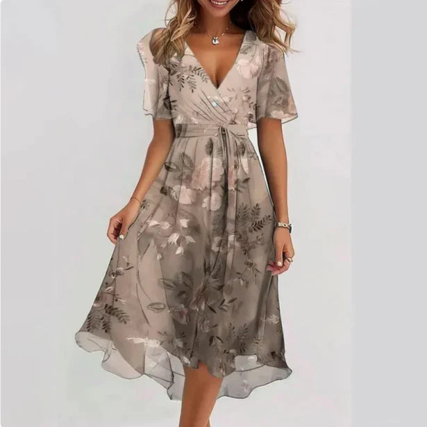 Sommerkleid Damen Blumenmuster Wickelkleid