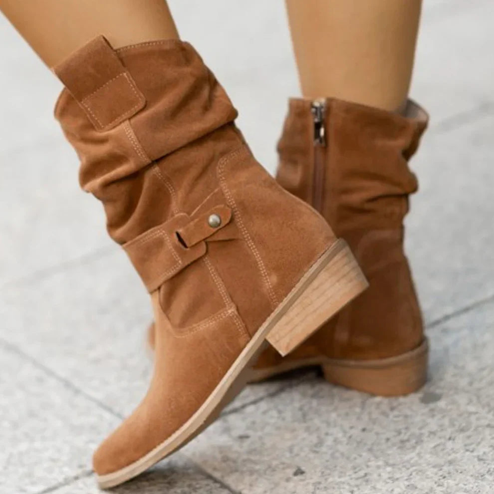 Leder Stiefel Damen Schmal Riemen Chic - IdealeKleiden