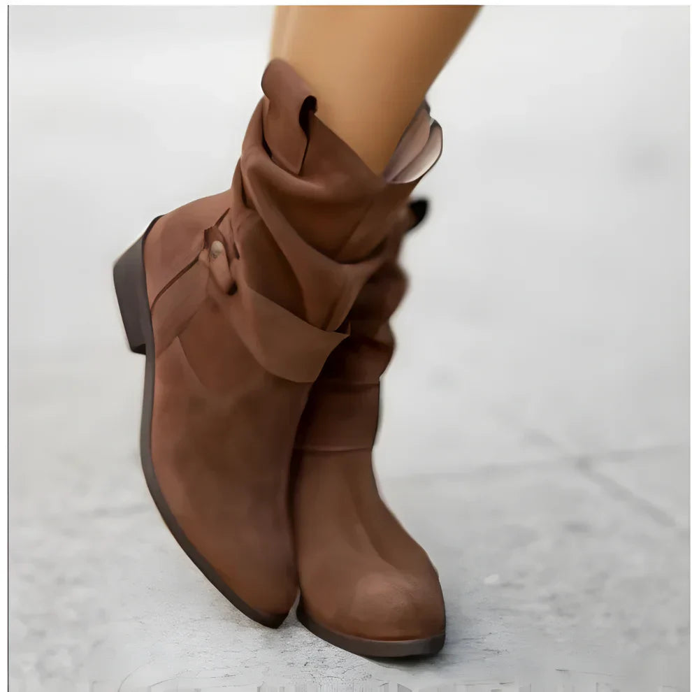 Leder Stiefel Damen Schmal Riemen Chic
