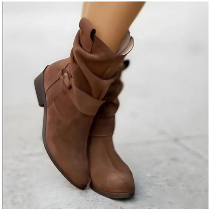 Leder Stiefel Damen Schmal Riemen Chic