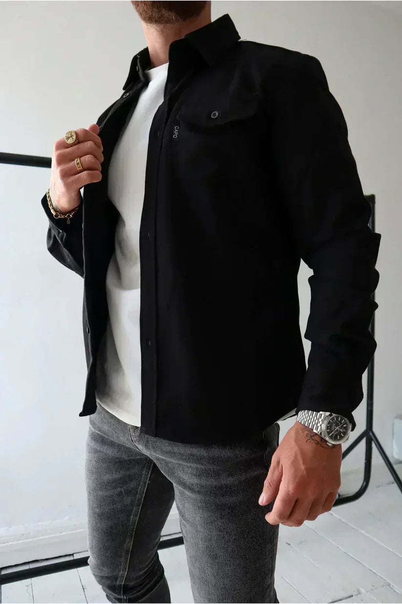 Herren Overshirt Baumwolle Knopfleiste Modern