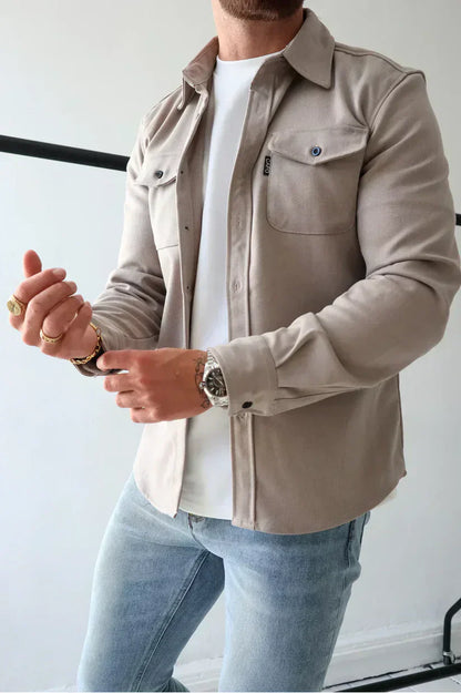 Herren Overshirt Baumwolle Knopfleiste Modern
