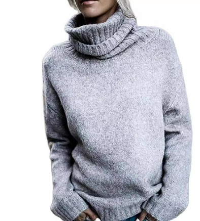 Weicher Rollkragenpullover Grau Oversized Cashmere Winter