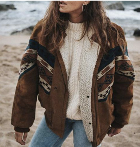Boho Wintermantel Ethnisches Muster - IdealeKleiden
